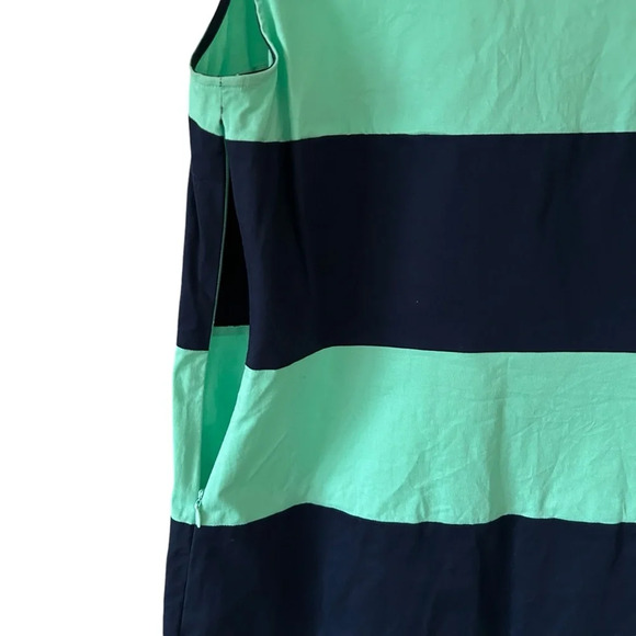 STS Sail to Stable Dress Rugby Stripe Navy Blue Teal Green Preppy Tenniscore Med - Picture 5 of 8